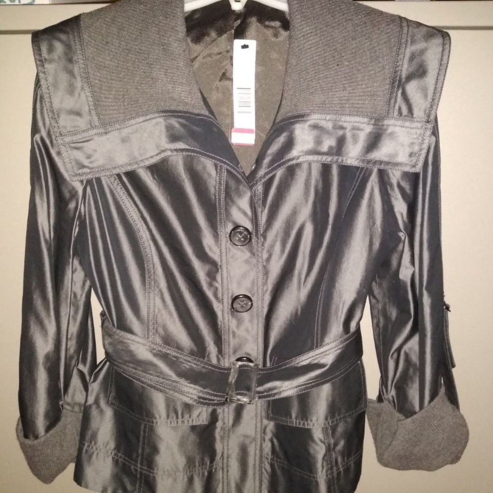 Ellen Tracy Blazer/Jacket, Silver/Charcoal, Sz 8